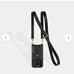 Hailey Side Slot Leather Crossbody Bandolier for iPhone 12 / 12 Pro